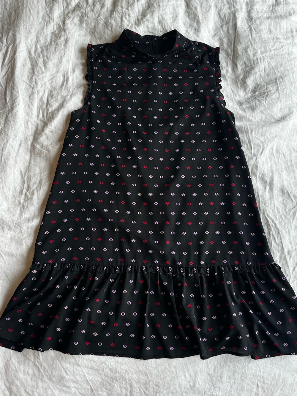 Urban Outfitters x Veda Evil Eye Ruffle Shift Mini Dress with built in slip